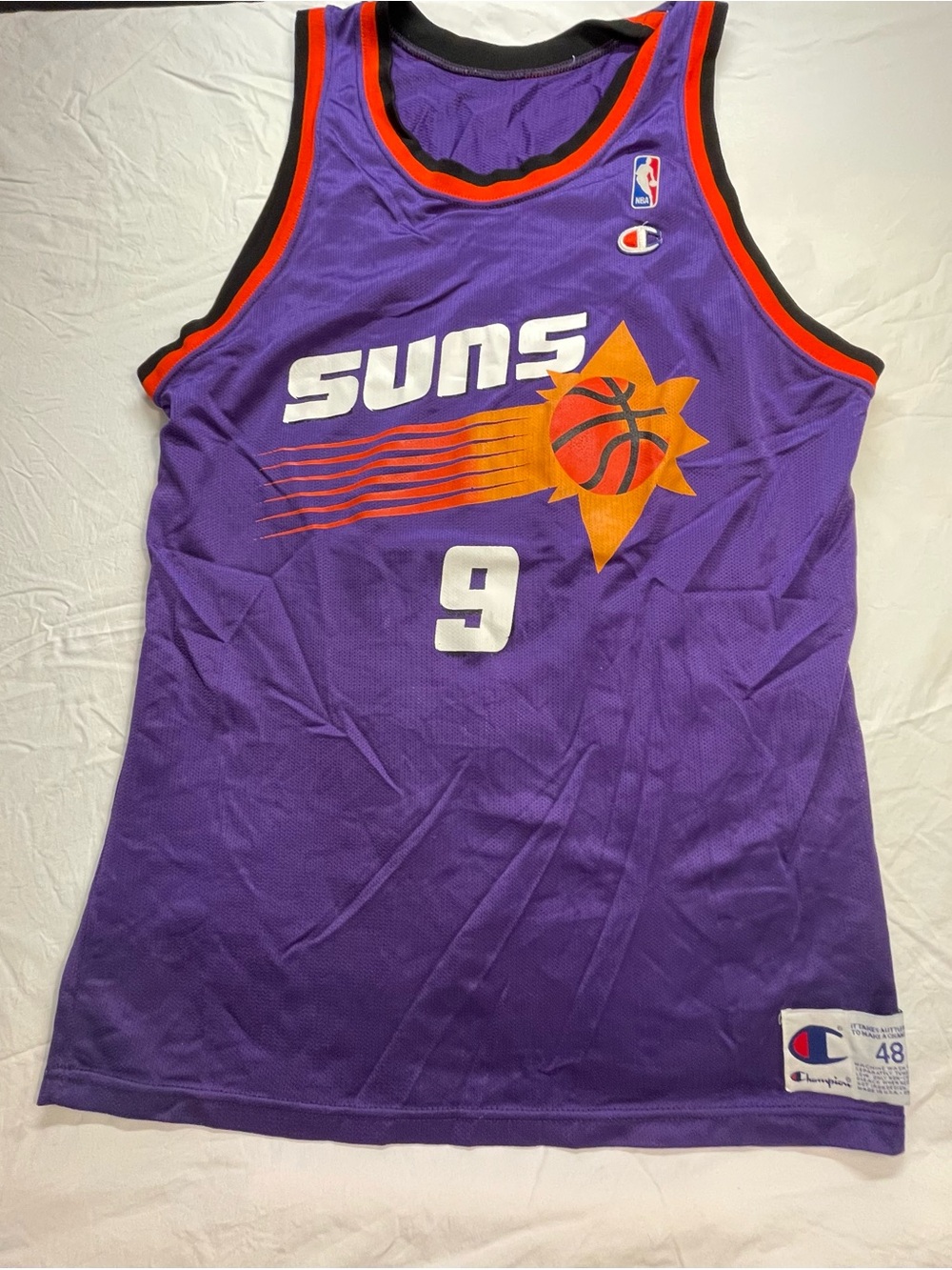 Champion Purple Phoenix Suns Basketball Jersey with Orange Accents #9 MAJERLE
